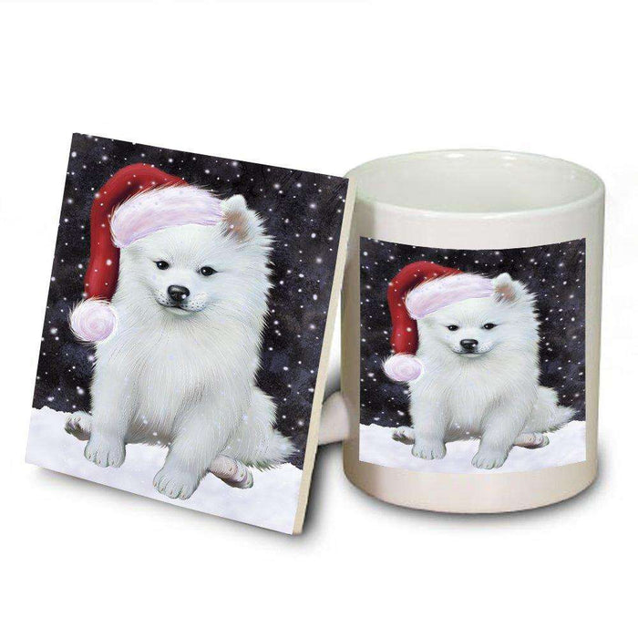 Let It Snow Happy Holidays American Eskimo Dog Christmas Mug and Coaster Set MUC0331