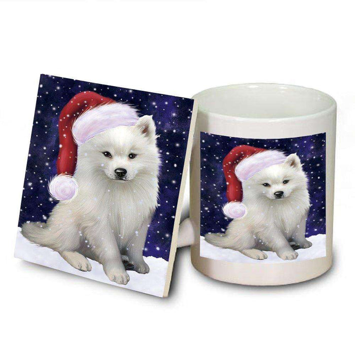 Let It Snow Happy Holidays American Eskimo Dog Christmas Mug and Coaster Set MUC0332