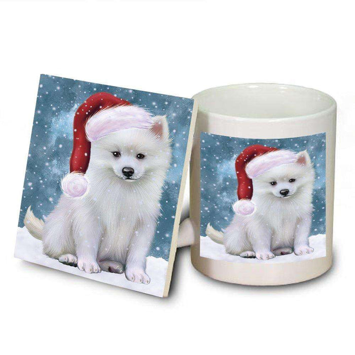 Let It Snow Happy Holidays American Eskimo Dog Christmas Mug and Coaster Set MUC0333