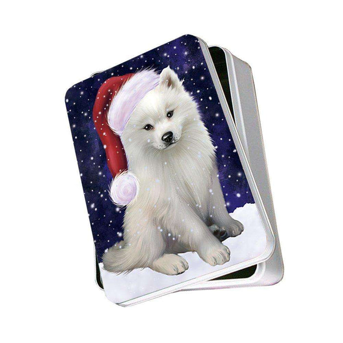 Let It Snow Happy Holidays American Eskimo Dog Christmas Photo Storage Tin PTIN0332