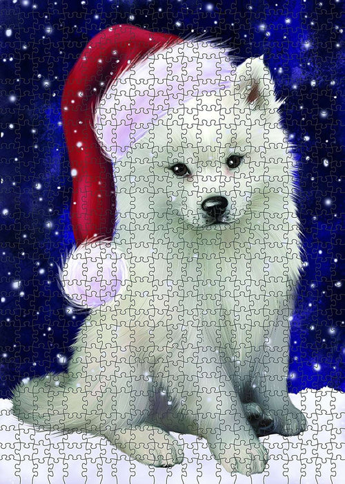 Let It Snow Happy Holidays American Eskimo Dog Christmas Puzzle with Photo Tin PUZL2016