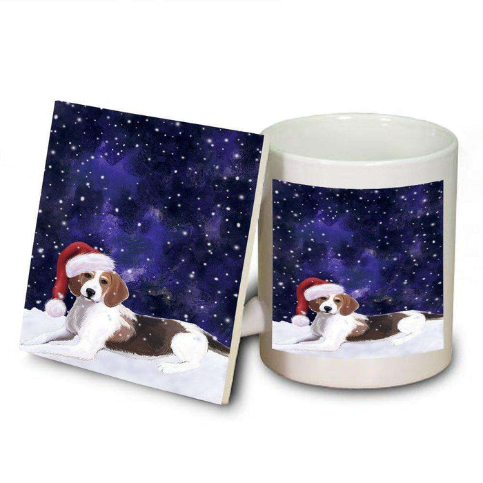 Let It Snow Happy Holidays American Foxhound Dog Christmas Mug and Coaster Set MUC0334