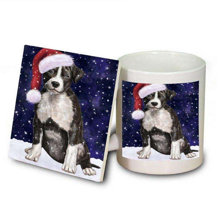 Let It Snow Happy Holidays American Staffordshire Dog Christmas Mug and Coaster Set MUC0393
