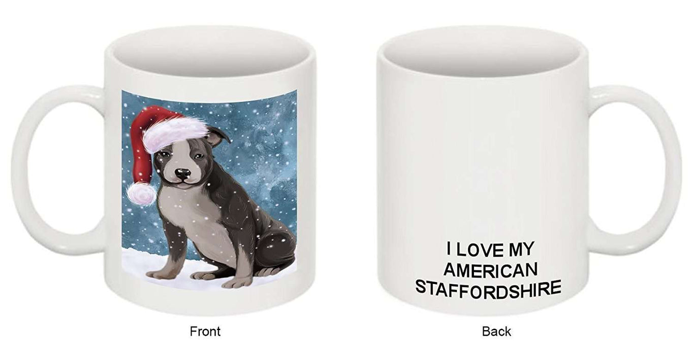 Let It Snow Happy Holidays American Staffordshire Dog Christmas Mug CMG0351
