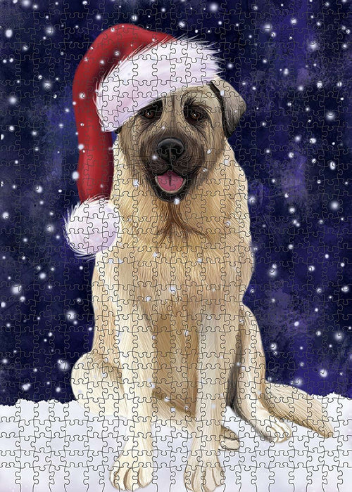 Let It Snow Happy Holidays Anatolian Shepherd Dog Christmas Puzzle with Photo Tin PUZL2028