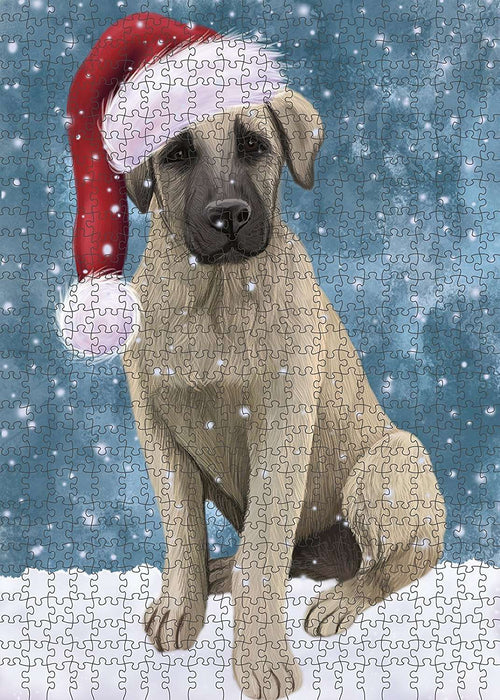 Let It Snow Happy Holidays Anatolian Shepherd Puppy Christmas Puzzle with Photo Tin PUZL2031