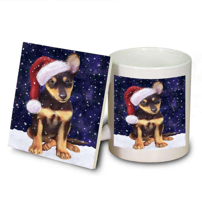 Let It Snow Happy Holidays Australian Kelpie Dog Christmas Mug and Coaster Set MUC0336