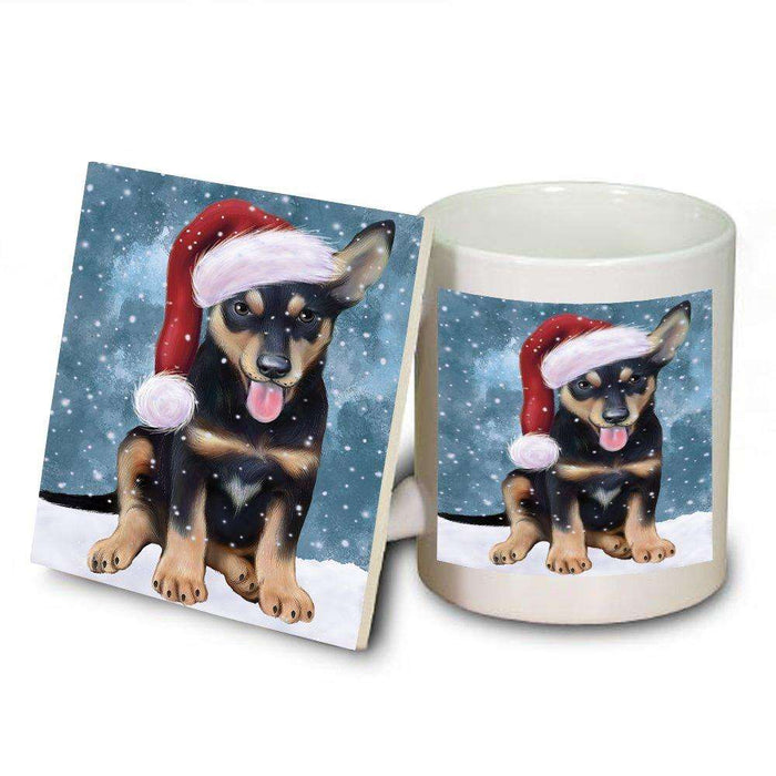 Let It Snow Happy Holidays Australian Kelpie Dog Christmas Mug and Coaster Set MUC0337