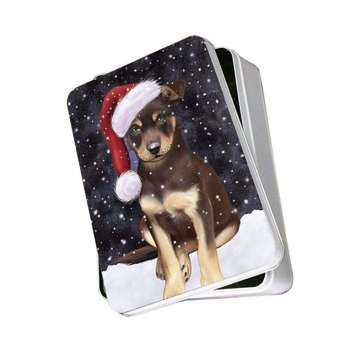 Let It Snow Happy Holidays Australian Kelpie Dog Christmas Photo Storage Tin PTIN0335