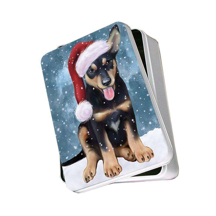 Let It Snow Happy Holidays Australian Kelpie Dog Christmas Photo Storage Tin PTIN0337