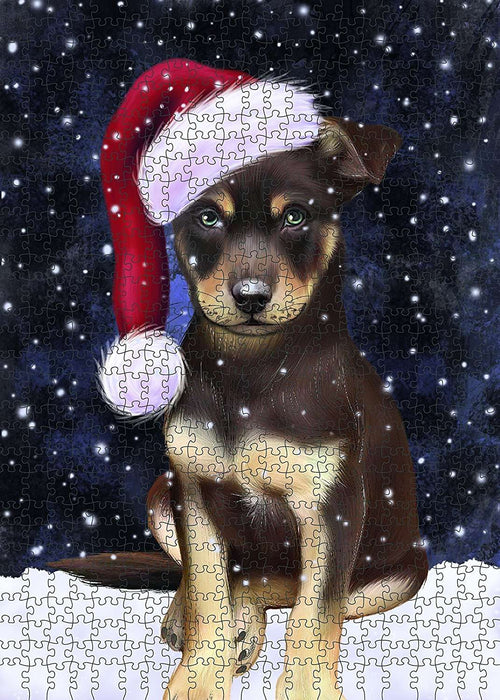 Let It Snow Happy Holidays Australian Kelpie Dog Christmas Puzzle with Photo Tin PUZL2040