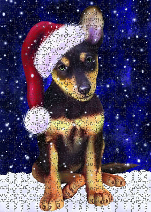 Let It Snow Happy Holidays Australian Kelpie Dog Christmas Puzzle with Photo Tin PUZL2043