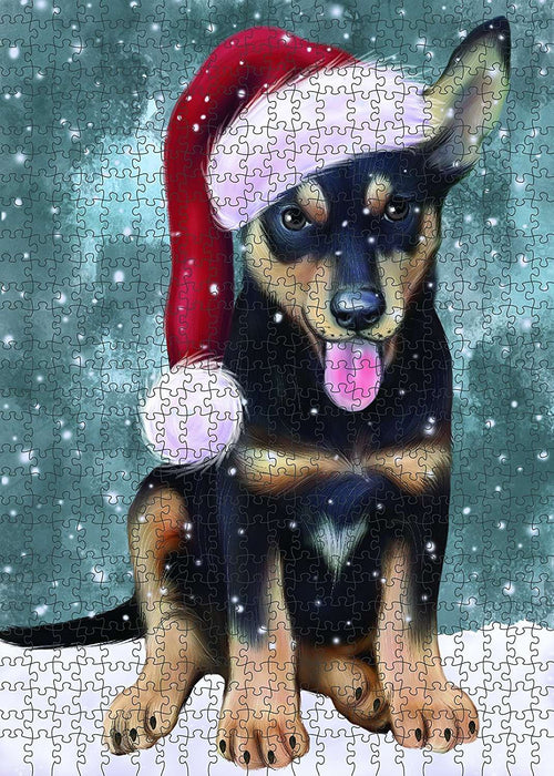 Let It Snow Happy Holidays Australian Kelpie Dog Christmas Puzzle with Photo Tin PUZL2046
