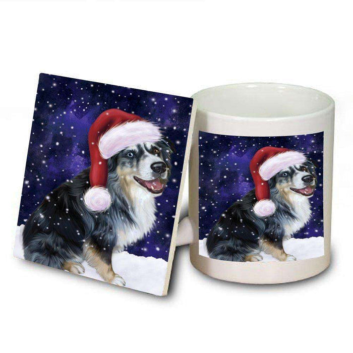 Let It Snow Happy Holidays Australian Shepherd Dog Christmas Mug and Coaster Set MUC0397