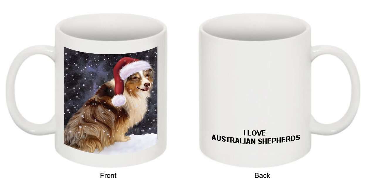 Let It Snow Happy Holidays Australian Shepherd Dog Christmas Mug CMG0394
