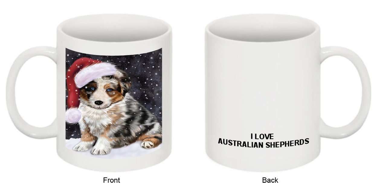 Let It Snow Happy Holidays Australian Shepherd Dog Christmas Mug CMG0395