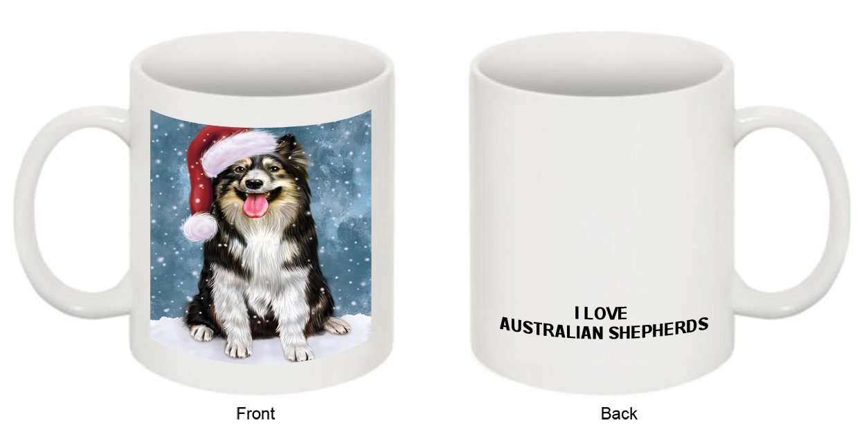 Let It Snow Happy Holidays Australian Shepherd Dog Christmas Mug CMG0396
