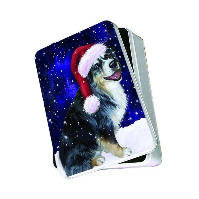 Let It Snow Happy Holidays Australian Shepherd Dog Christmas Photo Storage Tin PTIN0397