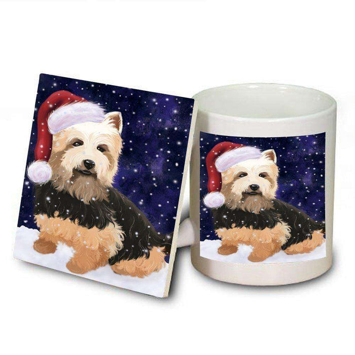 Let It Snow Happy Holidays Australian Terrier Dog Christmas Mug and Coaster Set MUC0398