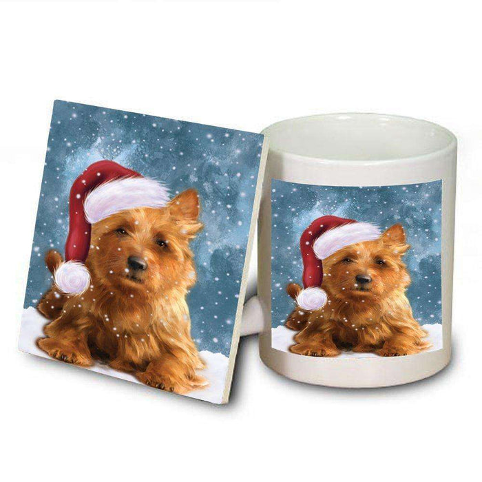 Let It Snow Happy Holidays Australian Terrier Dog Christmas Mug and Coaster Set MUC0399