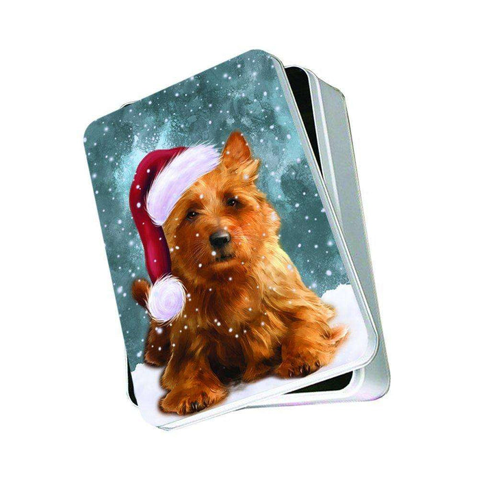Let It Snow Happy Holidays Australian Terrier Dog Christmas Photo Storage Tin PTIN0399