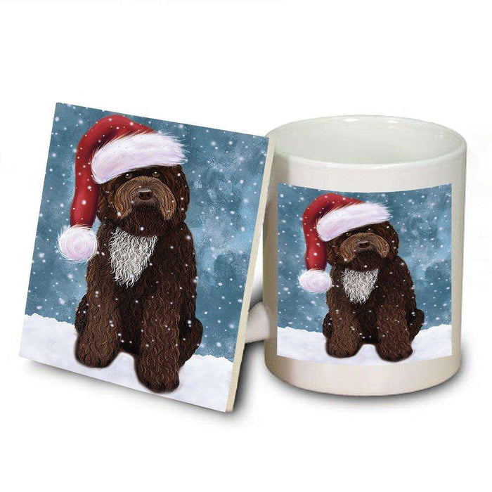 Let It Snow Happy Holidays Barbet Dog Christmas Mug and Coaster Set MUC0352