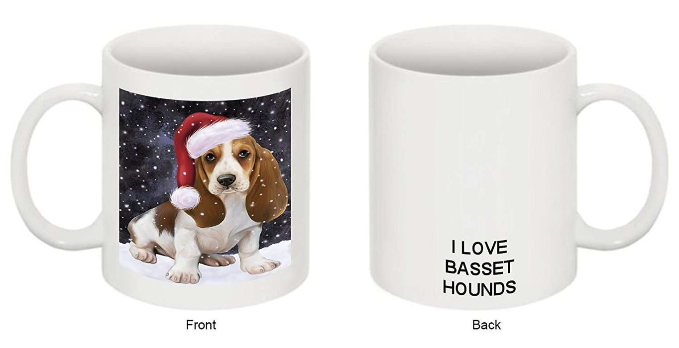 Let It Snow Happy Holidays Basset Hound Dog Christmas Mug CMG0691