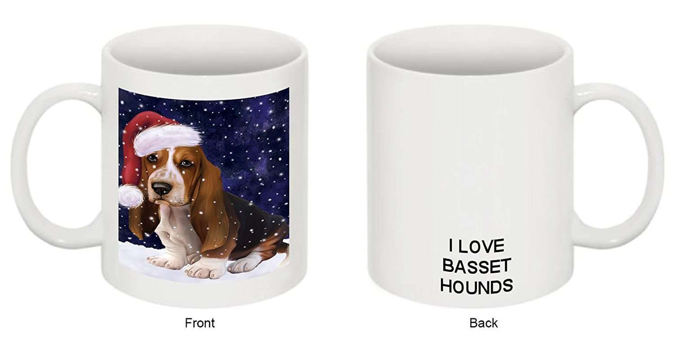 Let It Snow Happy Holidays Basset Hound Dog Christmas Mug CMG0692