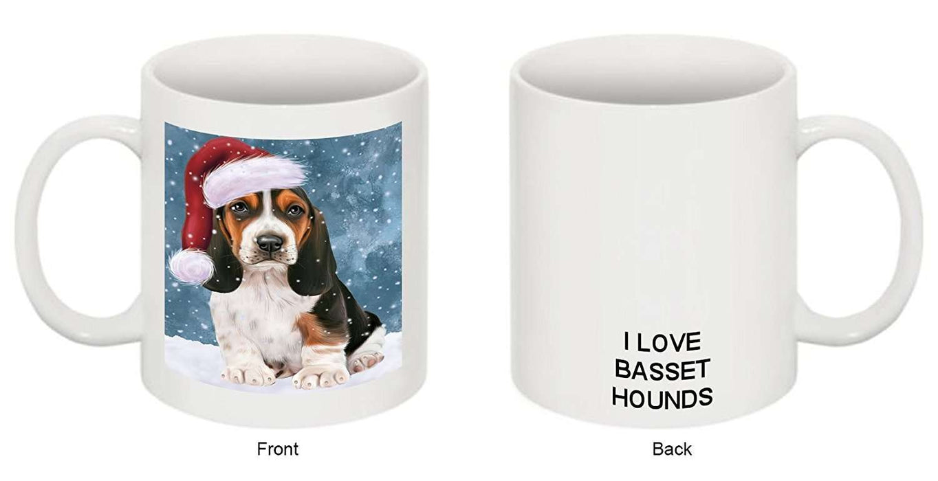 Let It Snow Happy Holidays Basset Hound Dog Christmas Mug CMG0693