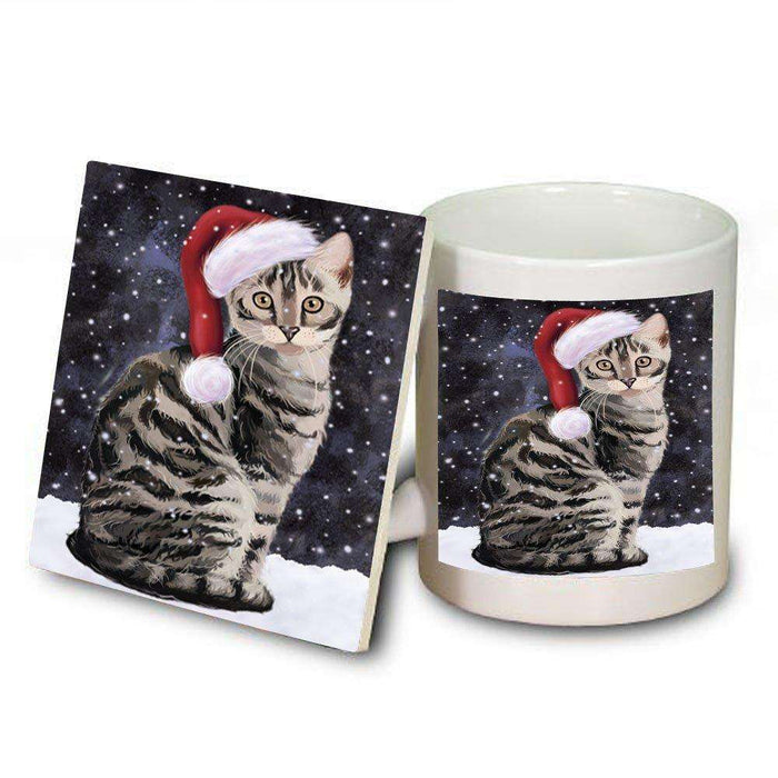 Let It Snow Happy Holidays Bengal cat Christmas Mug and Coaster Set MUC0402