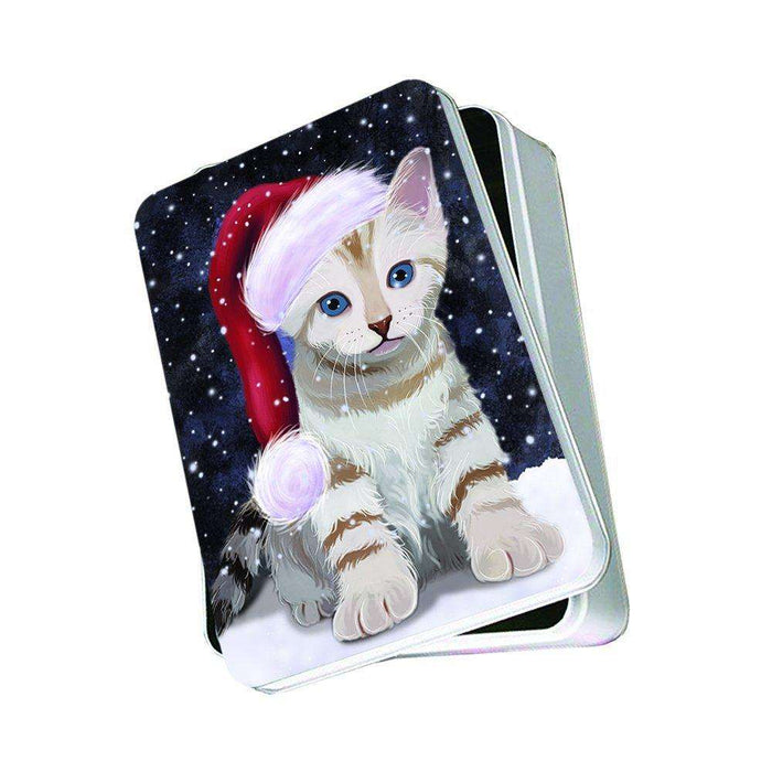 Let It Snow Happy Holidays Bengal cat Christmas Photo Storage Tin PTIN0401