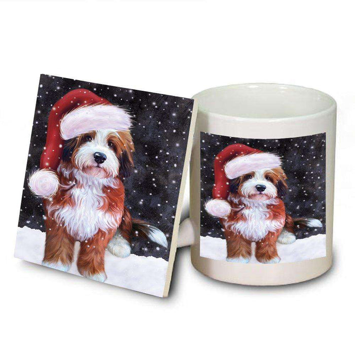 Let It Snow Happy Holidays Bernedoodle Dog Christmas Mug and Coaster Set MUC0353