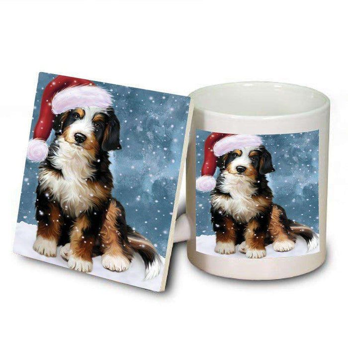 Let It Snow Happy Holidays Bernedoodle Dog Christmas Mug and Coaster Set MUC0404