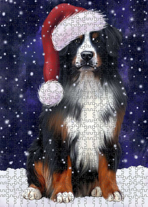 Let It Snow Happy Holidays Bernese Mountain Dog Christmas Puzzle with Photo Tin PUZL2052