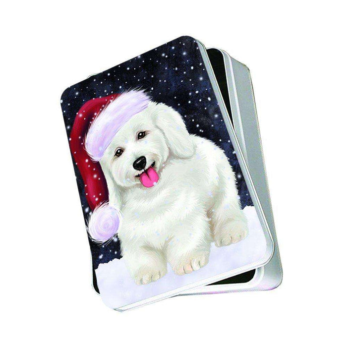 Let It Snow Happy Holidays Bichon Frise Dog Christmas Photo Storage Tin PTIN0405