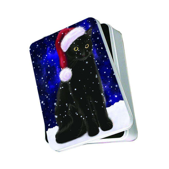 Let It Snow Happy Holidays Black Cat Christmas Photo Storage Tin PTIN0409