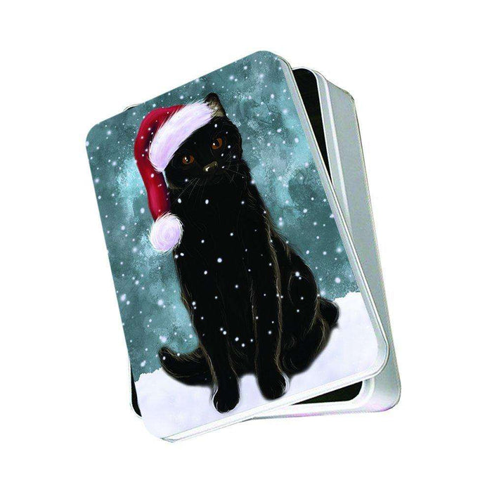 Let It Snow Happy Holidays Black Cat Christmas Photo Storage Tin PTIN0410