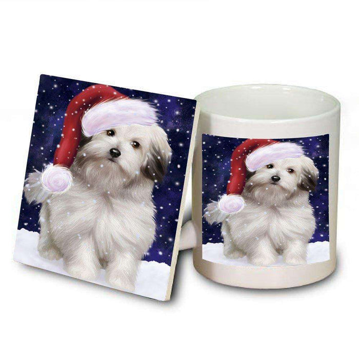Let It Snow Happy Holidays Bolognese Dog Christmas Mug and Coaster Set MUC0413