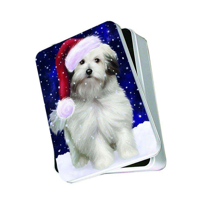 Let It Snow Happy Holidays Bolognese Dog Christmas Photo Storage Tin PTIN0413