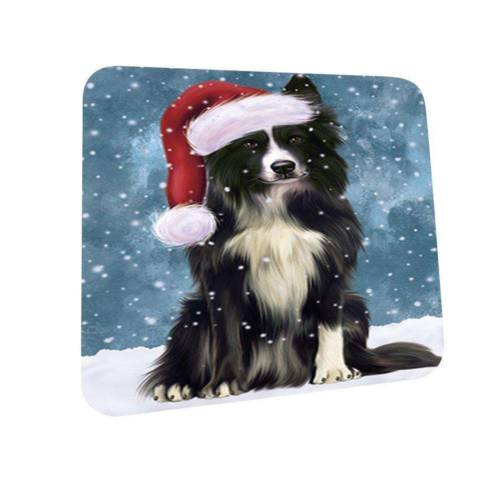 Let It Snow Happy Holidays Border Collie Dog Christmas Coasters CST260 (Set of 4)