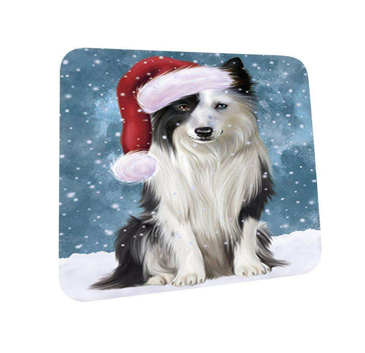 Let It Snow Happy Holidays Border Collie Dog Christmas Coasters CST303 (Set of 4)