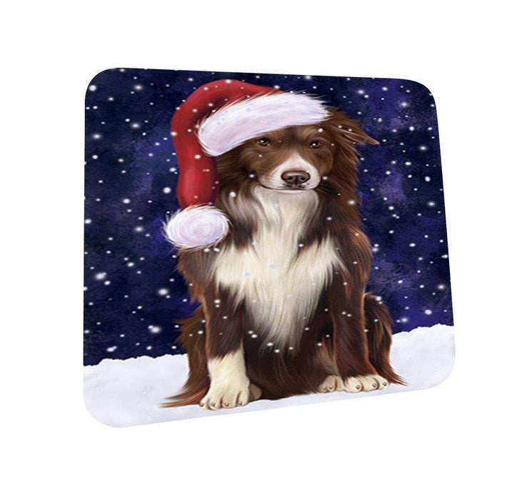 Let It Snow Happy Holidays Border Collie Dog Christmas Coasters CST304 (Set of 4)