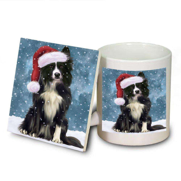 Let It Snow Happy Holidays Border Collie Dog Christmas Mug and Coaster Set MUC0354