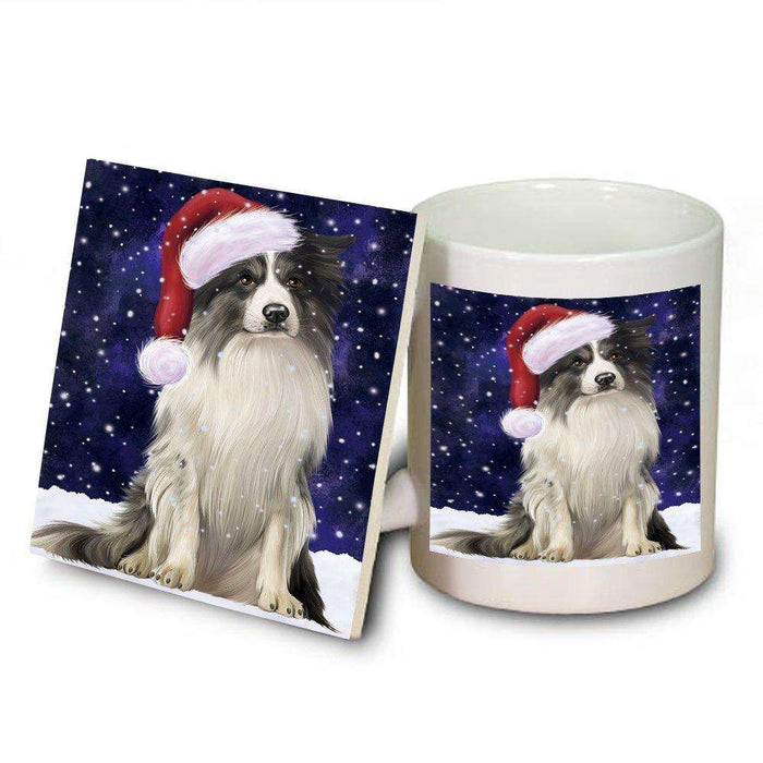 Let It Snow Happy Holidays Border Collie Dog Christmas Mug and Coaster Set MUC0355