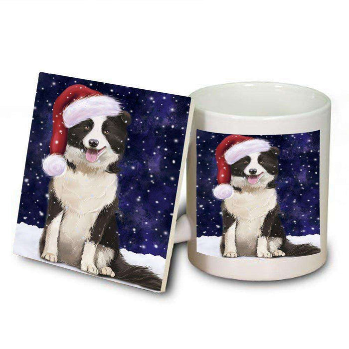 Let It Snow Happy Holidays Border Collie Dog Christmas Mug and Coaster Set MUC0414