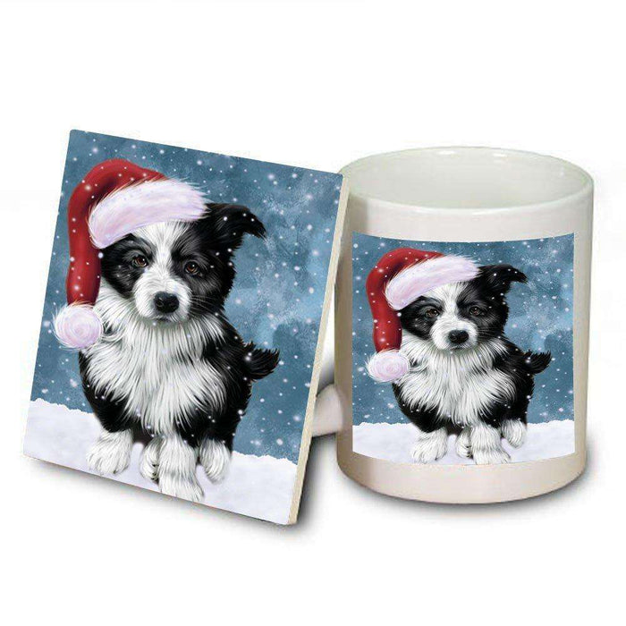 Let It Snow Happy Holidays Border Collie Dog Christmas Mug and Coaster Set MUC0415