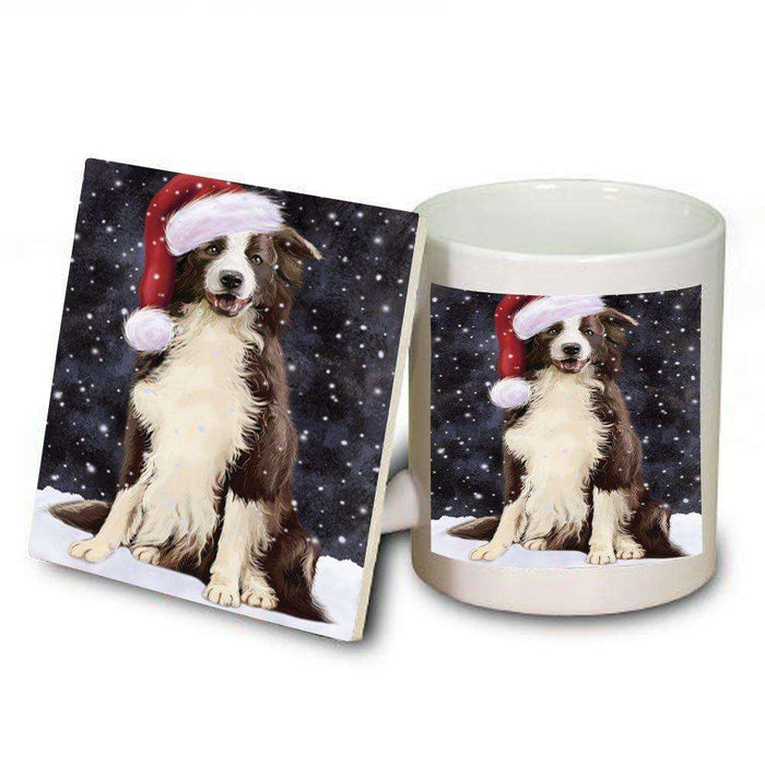 Let It Snow Happy Holidays Border Collie Dog Christmas Mug and Coaster Set MUC0416