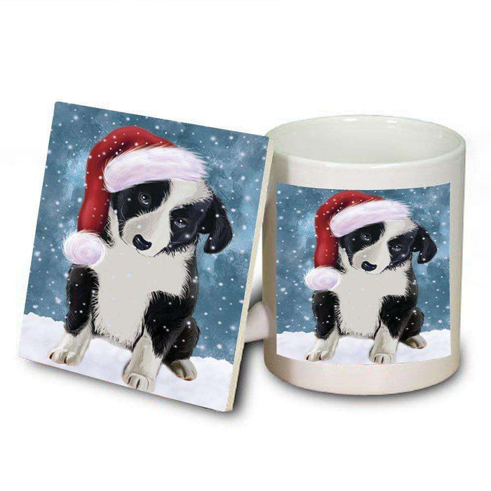 Let It Snow Happy Holidays Border Collie Dog Christmas Mug and Coaster Set MUC0417
