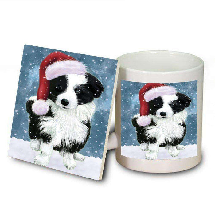 Let It Snow Happy Holidays Border Collie Dog Christmas Mug and Coaster Set MUC0418