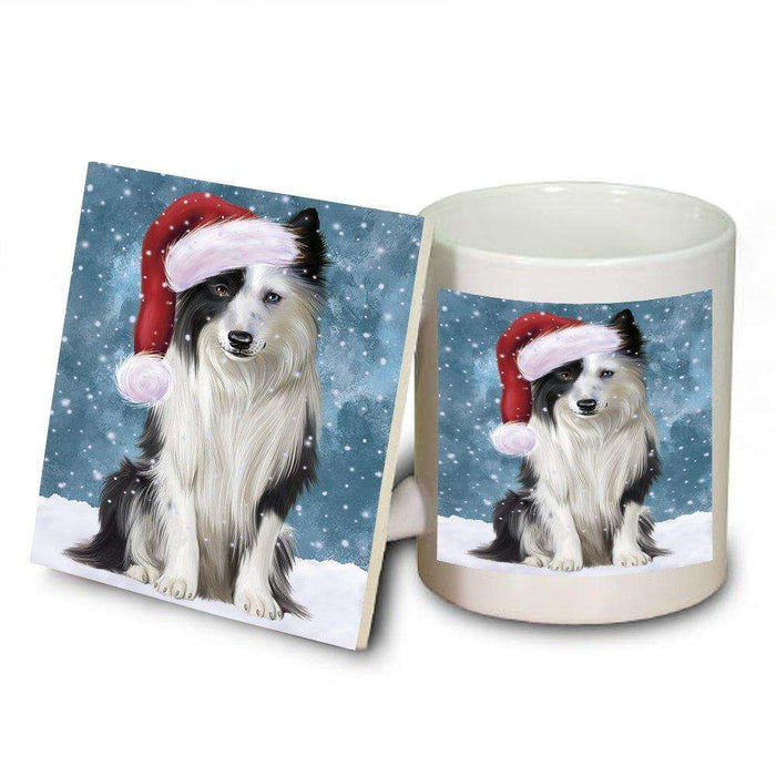 Let It Snow Happy Holidays Border Collie Dog Christmas Mug and Coaster Set MUC0431